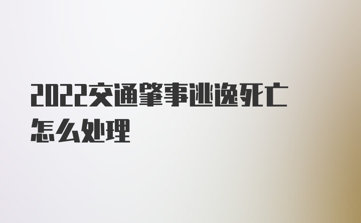 2022交通肇事逃逸死亡怎么处理