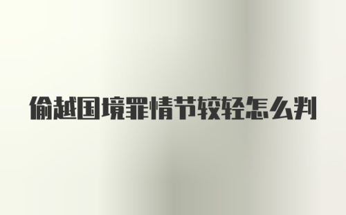 偷越国境罪情节较轻怎么判