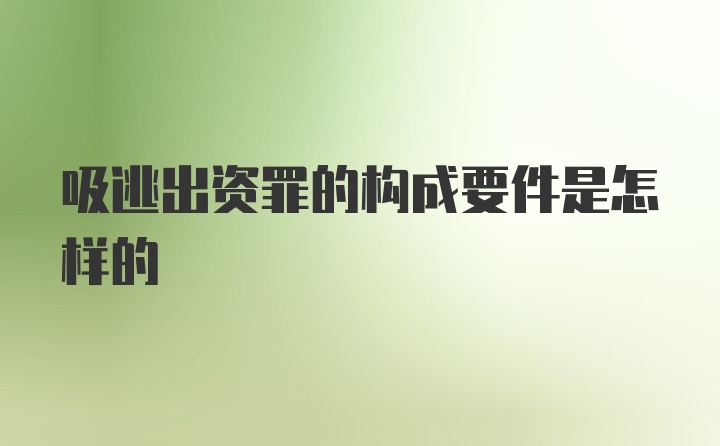 吸逃出资罪的构成要件是怎样的