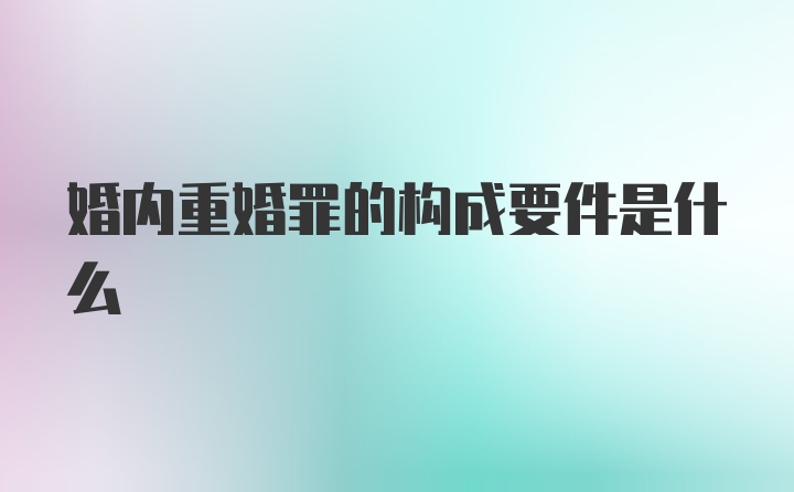 婚内重婚罪的构成要件是什么