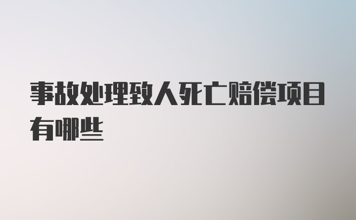 事故处理致人死亡赔偿项目有哪些