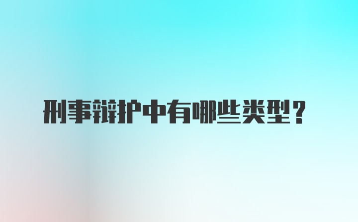 刑事辩护中有哪些类型？