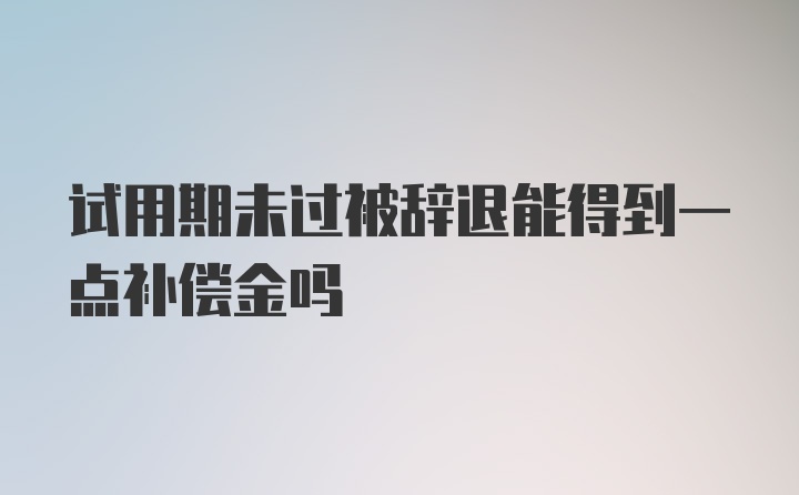 试用期未过被辞退能得到一点补偿金吗