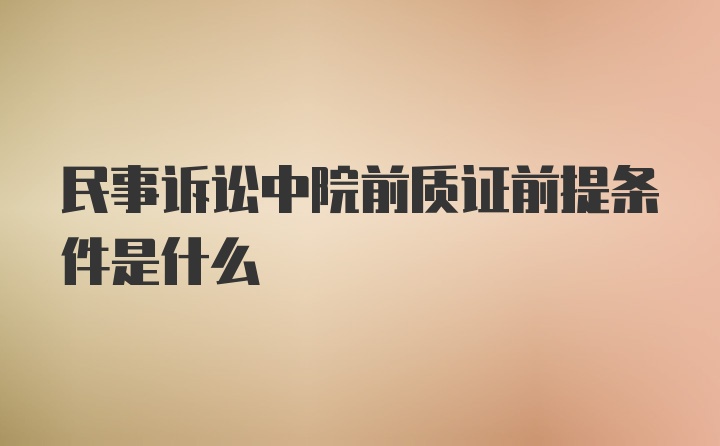 民事诉讼中院前质证前提条件是什么