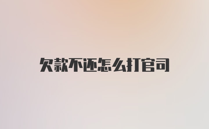 欠款不还怎么打官司