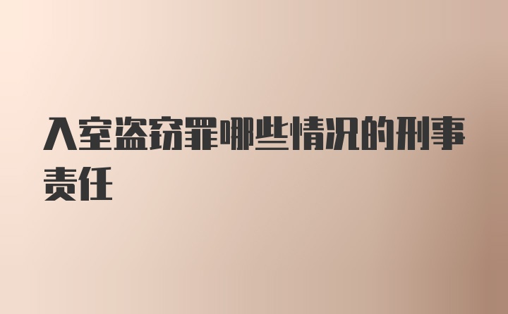 入室盗窃罪哪些情况的刑事责任