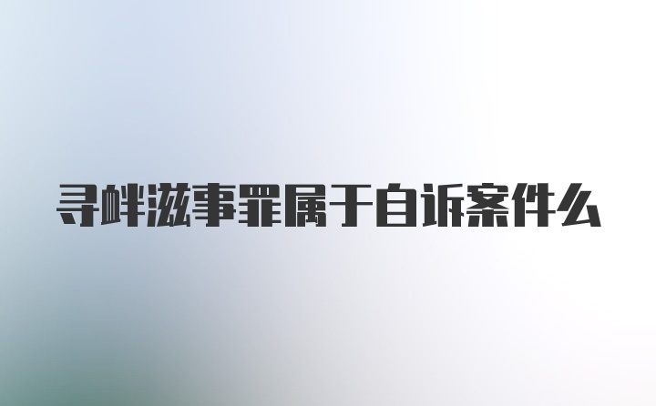 寻衅滋事罪属于自诉案件么