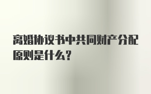 离婚协议书中共同财产分配原则是什么？