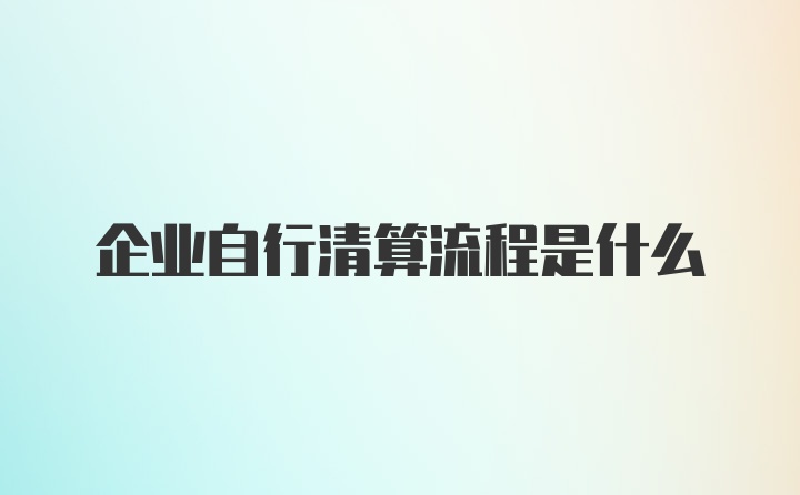 企业自行清算流程是什么