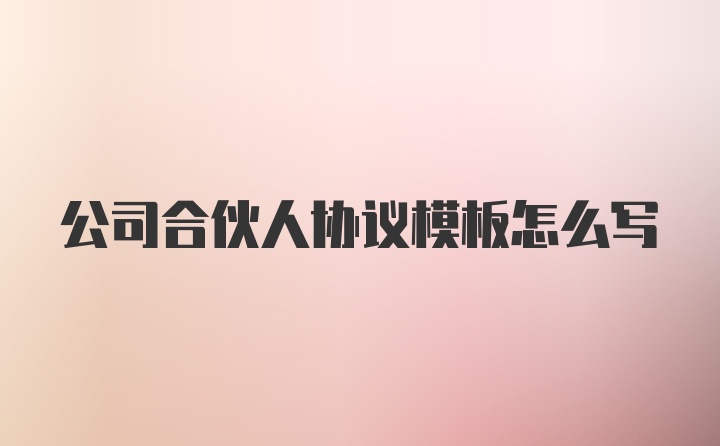 公司合伙人协议模板怎么写