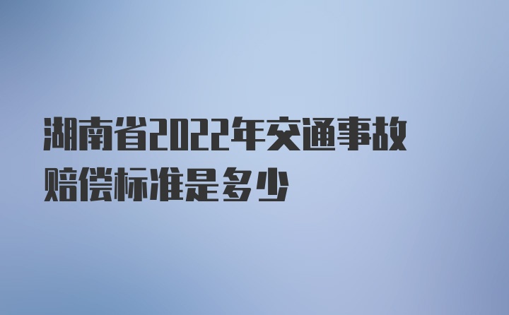 湖南省2022年交通事故赔偿标准是多少