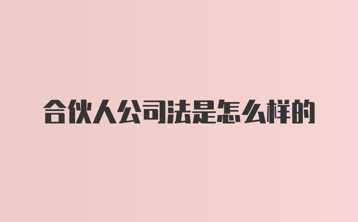 合伙人公司法是怎么样的