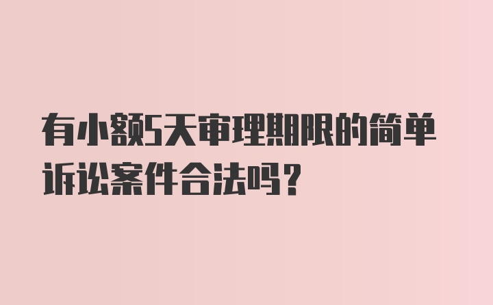 有小额5天审理期限的简单诉讼案件合法吗?