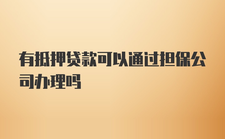 有抵押贷款可以通过担保公司办理吗