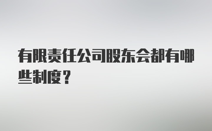 有限责任公司股东会都有哪些制度？