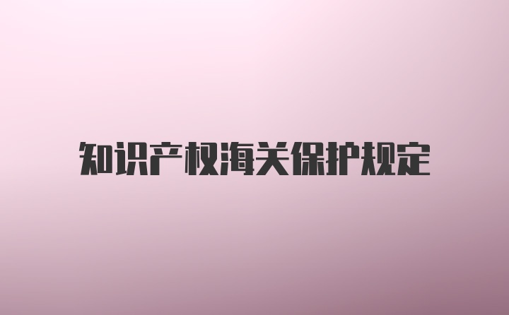 知识产权海关保护规定