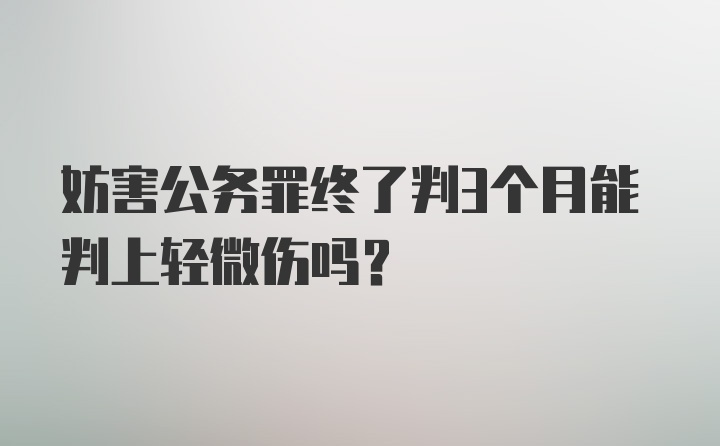 妨害公务罪终了判3个月能判上轻微伤吗？