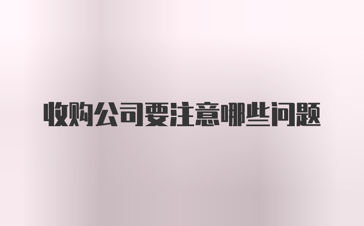 收购公司要注意哪些问题