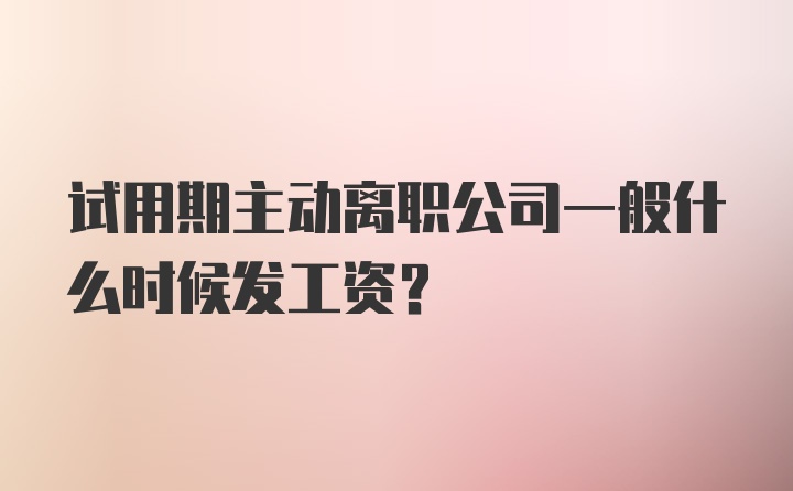 试用期主动离职公司一般什么时候发工资？