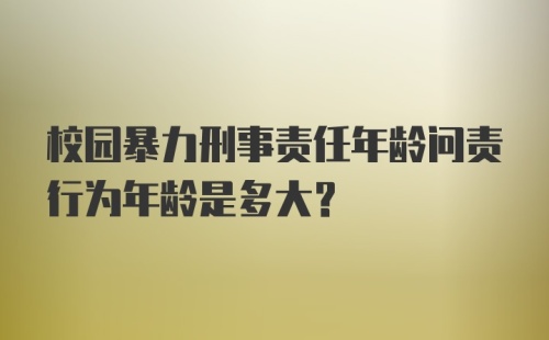 校园暴力刑事责任年龄问责行为年龄是多大？