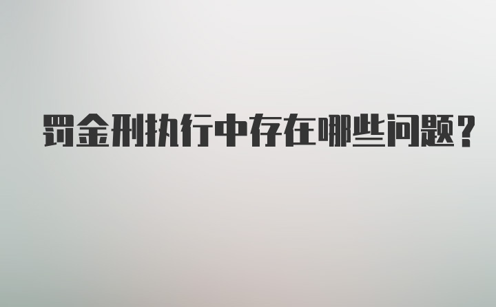 罚金刑执行中存在哪些问题?