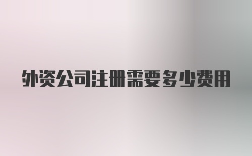 外资公司注册需要多少费用