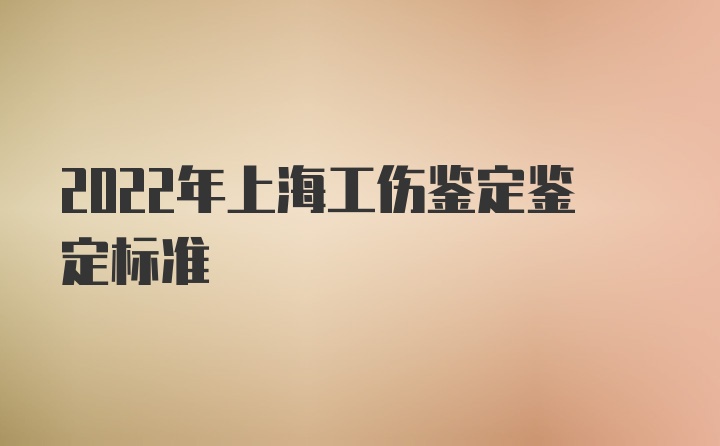 2022年上海工伤鉴定鉴定标准