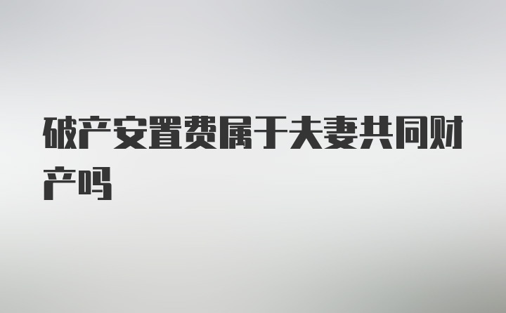 破产安置费属于夫妻共同财产吗