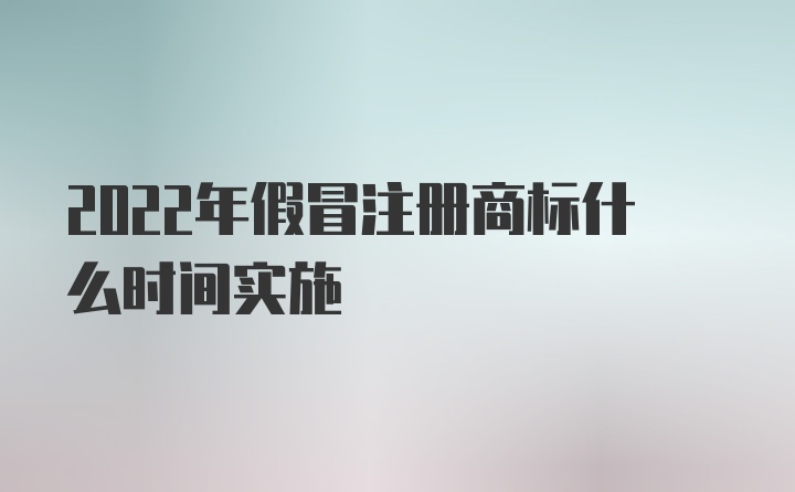 2022年假冒注册商标什么时间实施