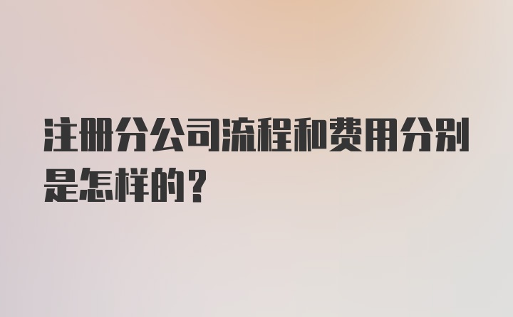 注册分公司流程和费用分别是怎样的?