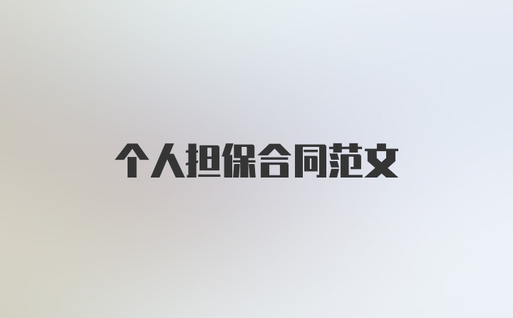 个人担保合同范文