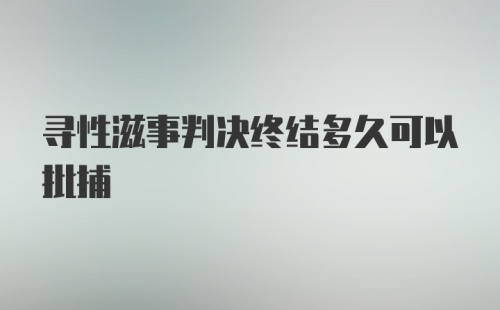 寻性滋事判决终结多久可以批捕