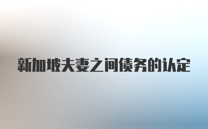 新加坡夫妻之间债务的认定