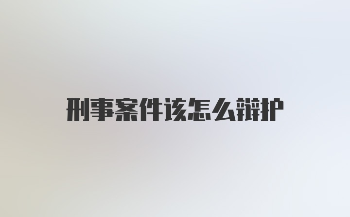 刑事案件该怎么辩护