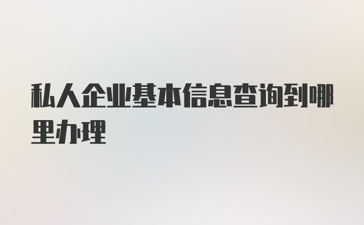 私人企业基本信息查询到哪里办理