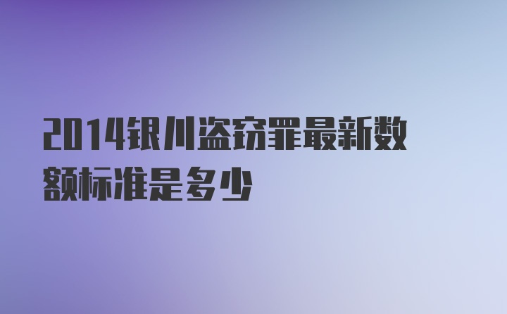 2014银川盗窃罪最新数额标准是多少