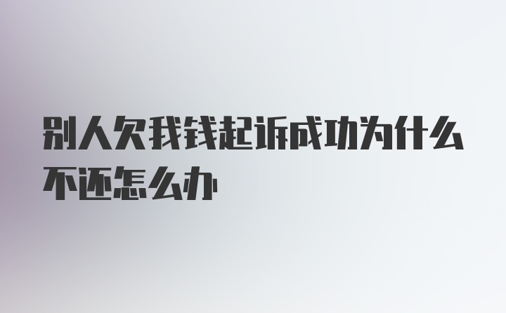 别人欠我钱起诉成功为什么不还怎么办