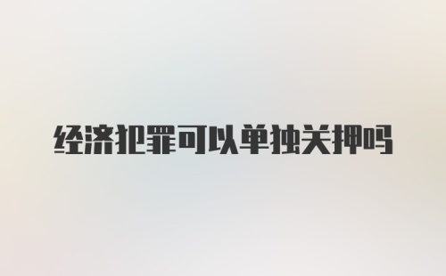 经济犯罪可以单独关押吗