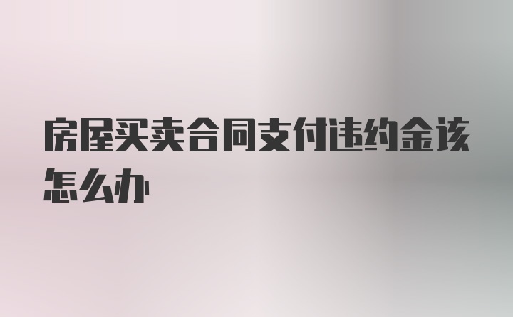 房屋买卖合同支付违约金该怎么办