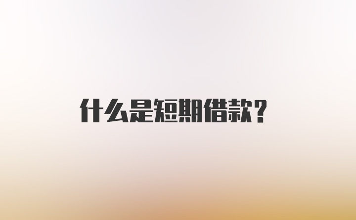 什么是短期借款？