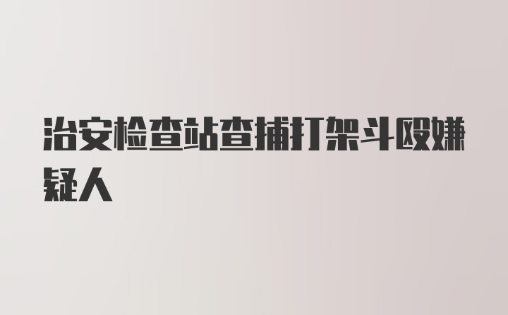 治安检查站查捕打架斗殴嫌疑人