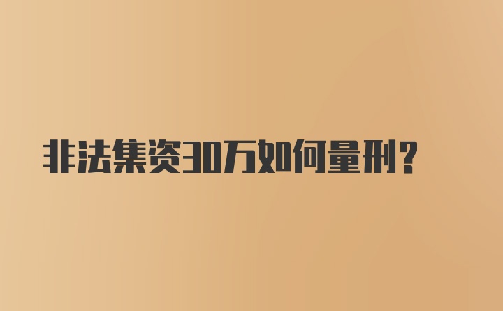 非法集资30万如何量刑？