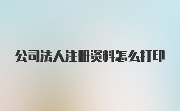 公司法人注册资料怎么打印