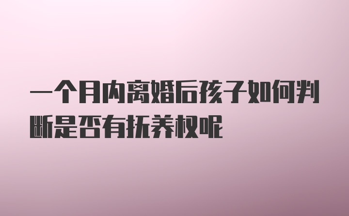 一个月内离婚后孩子如何判断是否有抚养权呢