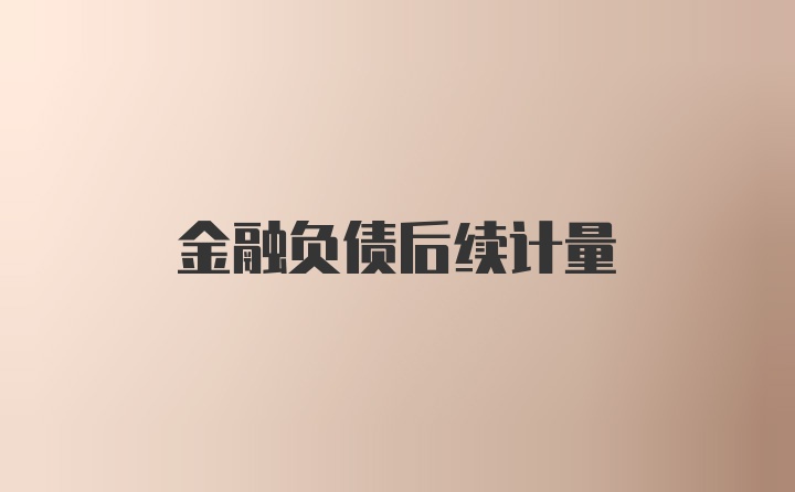 金融负债后续计量