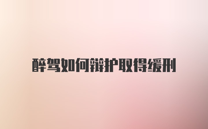 醉驾如何辩护取得缓刑