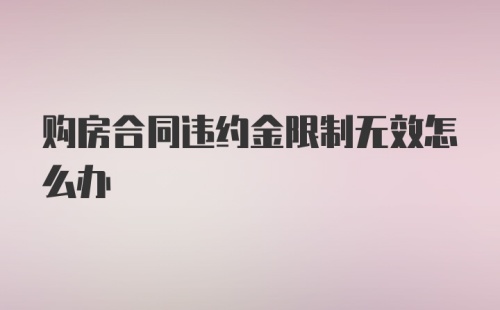 购房合同违约金限制无效怎么办