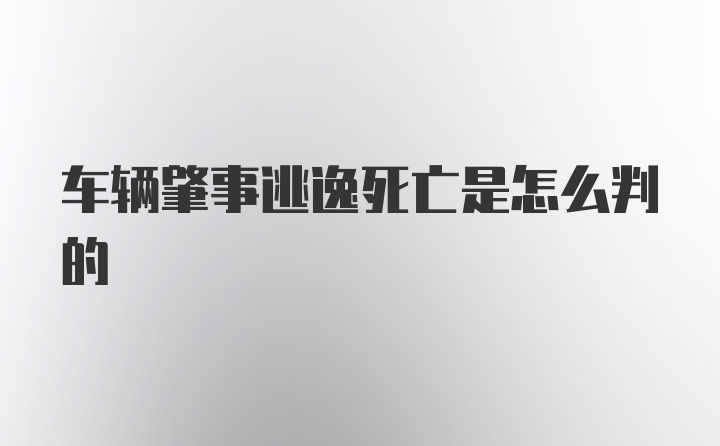 车辆肇事逃逸死亡是怎么判的