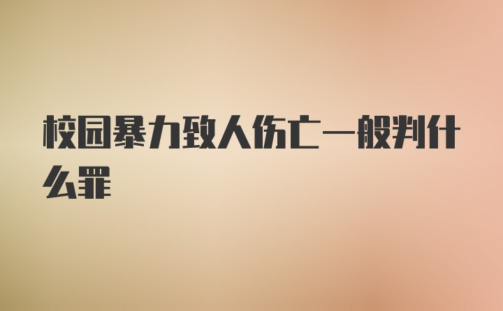 校园暴力致人伤亡一般判什么罪