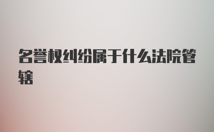 名誉权纠纷属于什么法院管辖